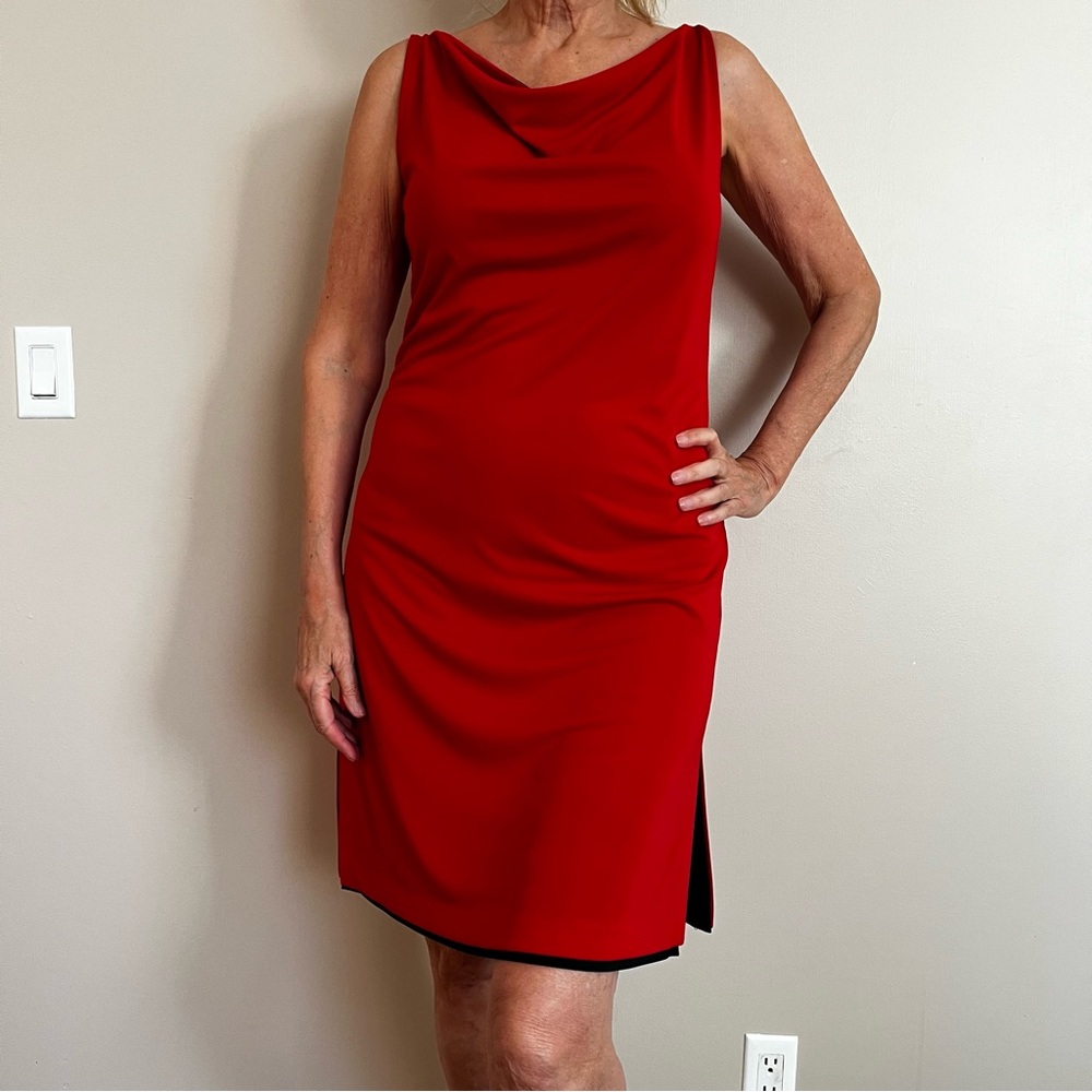 Elegant Reversible Red/black Sleeveless Dress
